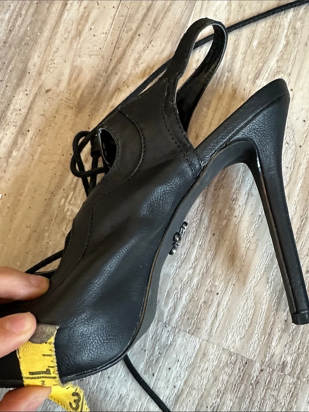 Simply Vera Vera Wang Black Lace-Up Peep-Toe Stiletto Sandals